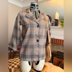 Vintage 1970s Plaid Button-Front Women's shirt  in Brown & Orange